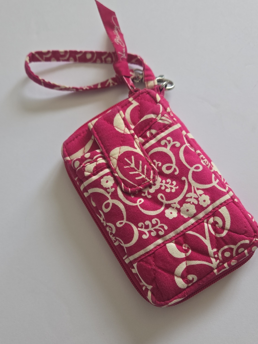 Vera Bradley Twirly Birds Pink Carry It All Wristlet. ID Slot And Card Slots